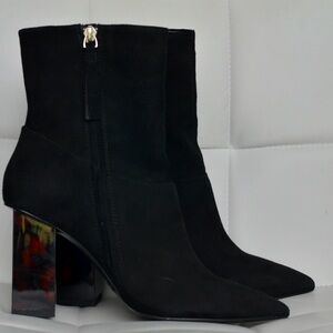 Mango Black and Red Heeled Boots with Decorative Heel